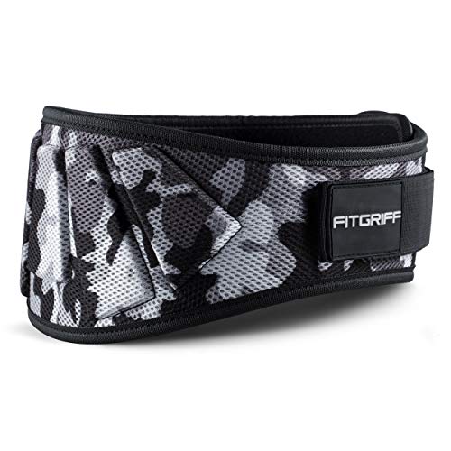 Fitgriff® Cinturón Gym V1 - Cinturon Gimnasio, Musculación, Halterofilia, Crossfit, Levantamiento Pesas, Fitness - Mujeres y Hombres - Camo Medium