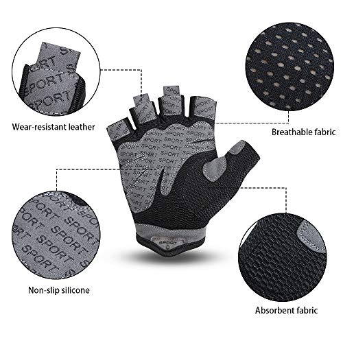 flintronic Guantes de Fitness, 1 Par Guantes Gimnasio de Medio Dedo, para Entrenamiento Cruzado, Levantamiento de Pesas, Fitness, Kettlebells, Guantes de Entrenamiento Hombres Mujeres - M