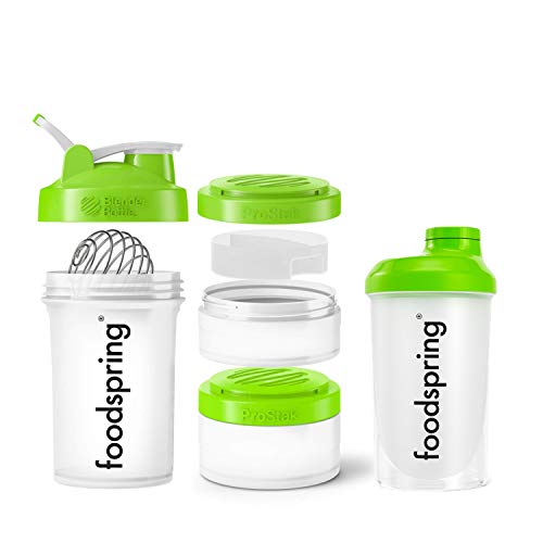 foodspring  - Shaker de 500ml - El shaker perfecto para tus batidos - Incluye un filtro especial para hacer tu batido más cremoso y un tapón de rosca para un cierre seguro