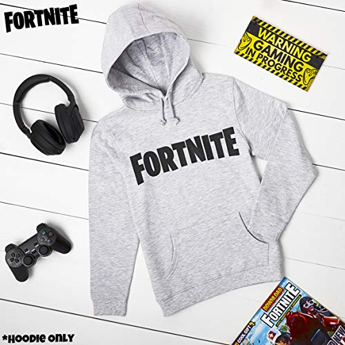 Fortnite Sudadera De Niños, Producto Oficial | Sudaderas para Niños con Manga Larga, Bolsillos Y Capucha | Regalos De Video Gamer Online (7/8 Años, Gris)