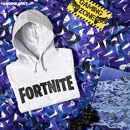 Fortnite Sudadera De Niños, Producto Oficial | Sudaderas para Niños con Manga Larga, Bolsillos Y Capucha | Regalos De Video Gamer Online (7/8 Años, Gris)