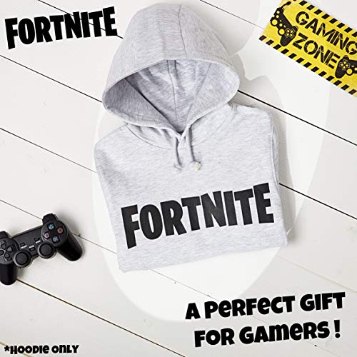 Fortnite Sudadera De Niños, Producto Oficial | Sudaderas para Niños con Manga Larga, Bolsillos Y Capucha | Regalos De Video Gamer Online (7/8 Años, Gris)