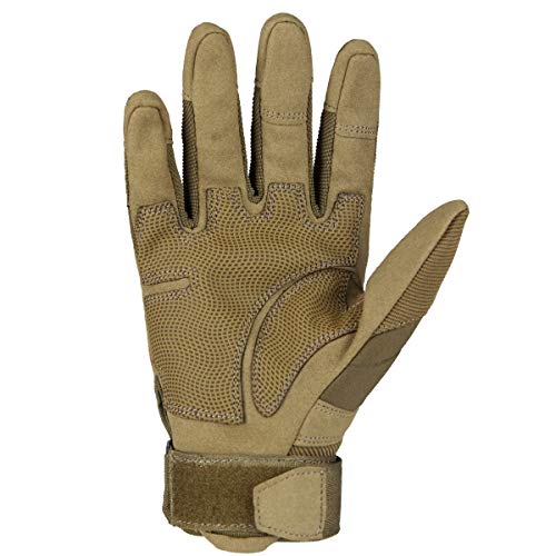 FREE SOLDIER Guantes Moto Verano Hombre Guantes Tacticos Militares Combate para Deportes al Aire Libre, Escalada, Ciclismo, Bicicleta Montaña, MTB, Airsoft, Paintball (S, Dedo Completo/Sand Color)