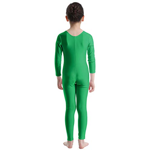 Freebily Bodies Jumpsuit para Danza Ballet Fitness Leotardo Monos Elásticas Deporte Gimnasia Ritmica Traje Una Pieza de Manga Larga Verano Niñas Niños 5-12 Años Verde 8-10 años