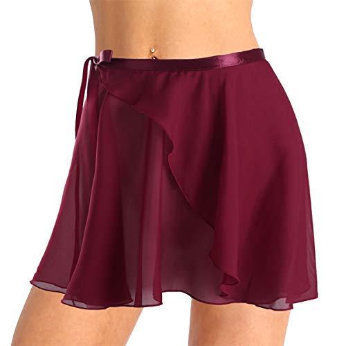 Freebily Falda de Gasa Deportiva Niñas para Danza Ballet Gimnasia Patinaje Niñas Infántil y Mujer Adulta con Cinturilla para Leotardo Maillot Deporte Wine Red One Size