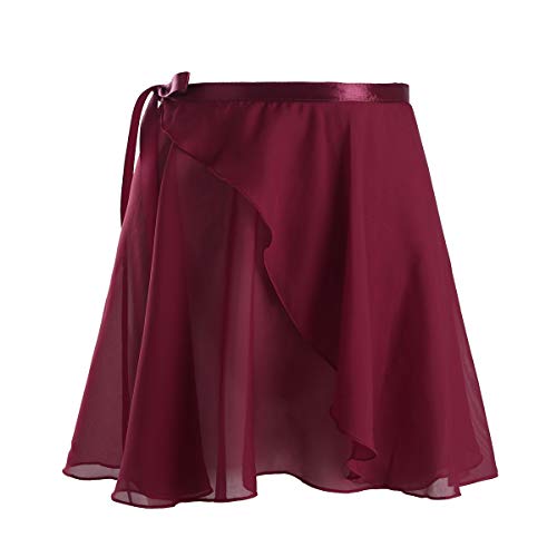 Freebily Falda de Gasa Deportiva Niñas para Danza Ballet Gimnasia Patinaje Niñas Infántil y Mujer Adulta con Cinturilla para Leotardo Maillot Deporte Wine Red One Size