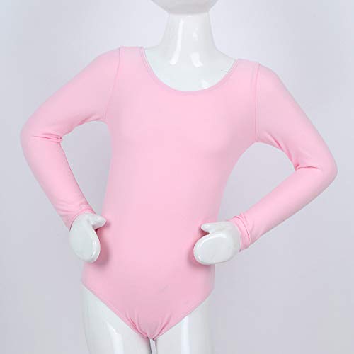 Freebily Maillot de Danza Gimnasia Leotardo Clásico Elástico de Ballet de Algodón para Niñas (3-12 Años) Maillots Baile Manga Larga Rosa 3 años