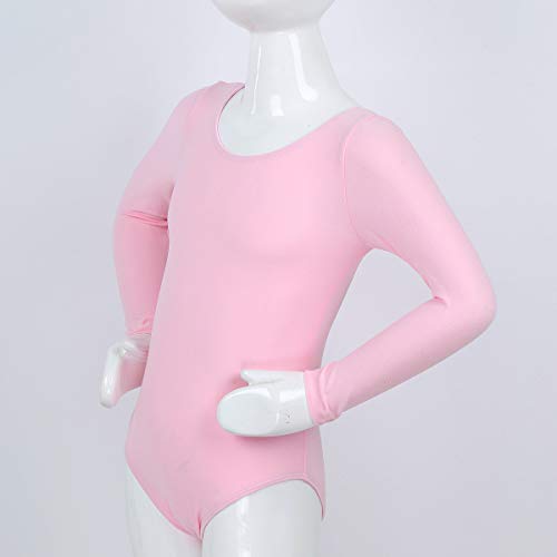 Freebily Maillot de Danza Gimnasia Leotardo Clásico Elástico de Ballet de Algodón para Niñas (3-12 Años) Maillots Baile Manga Larga Rosa 3 años