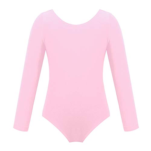 Freebily Maillot de Danza Gimnasia Leotardo Clásico Elástico de Ballet de Algodón para Niñas (3-12 Años) Maillots Baile Manga Larga Rosa 3 años