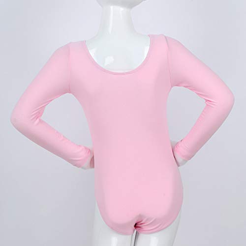 Freebily Maillot de Danza Gimnasia Leotardo Clásico Elástico de Ballet de Algodón para Niñas (3-12 Años) Maillots Baile Manga Larga Rosa 3 años