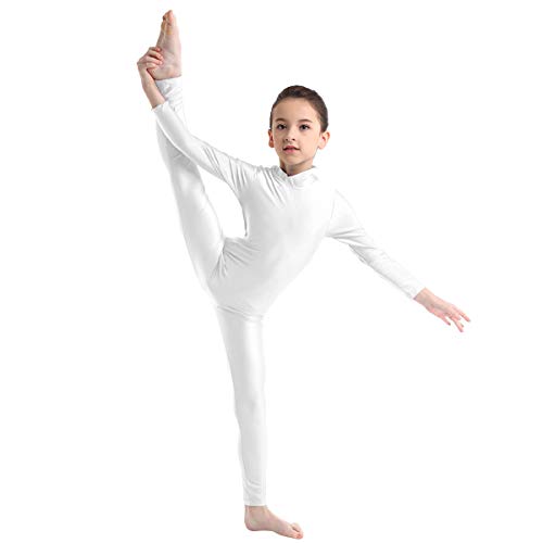 Freebily Maillot de Gimnasia para Niña Mono de Danza Fitness Gym Maillots Jumpsuit Deportivo Manga Larga Elástica Leotardo Ballet Patinaje Niña Marfil 8-10 Años