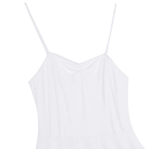 Freebily Vestido de Danza Contemporanea Ballet Mujer Maillots de Baile Elástica Vestido Largo de Tirantes Ropa Deportiva de Danza Latina Sevillanas de Falda Irregular Blanco Small