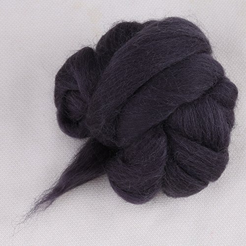 FTVOGUE 8 Colores Aguja de Fieltro de Lana Roving Spinning Costura de Corte Obra Artesanal Lana de Fibra Costura de Corte para Aguja de Fieltro DIY Material de Artesanía 55g(Black)