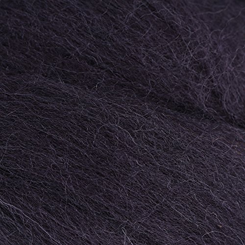 FTVOGUE 8 Colores Aguja de Fieltro de Lana Roving Spinning Costura de Corte Obra Artesanal Lana de Fibra Costura de Corte para Aguja de Fieltro DIY Material de Artesanía 55g(Black)