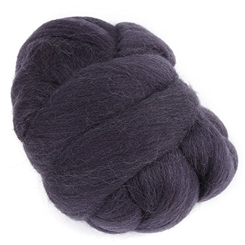 FTVOGUE 8 Colores Aguja de Fieltro de Lana Roving Spinning Costura de Corte Obra Artesanal Lana de Fibra Costura de Corte para Aguja de Fieltro DIY Material de Artesanía 55g(Black)