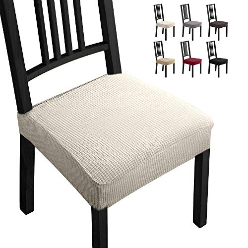 Fundas para sillas Pack de 4 Fundas sillas Comedor Fundas elásticas,Fundas de Asiento para Silla,Diseño Jacquard Cubiertas de la sillas,Extraíbles y Lavables-Decor Restaurante(Paquete de 4,Beige)-B