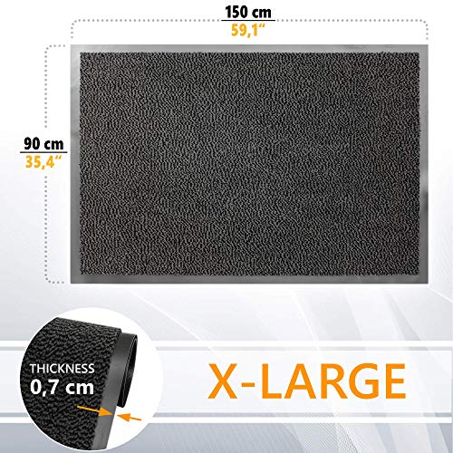 GadHome Felpudo de Entrada, Antracita Negra 90x150 cm|Alfombra Exterior para Puerta, Impermeable, Lavable para Atrapar Suciedad para Recibidor|Alfombrilla Antideslizante, Pasillo, Cocina, Dormitorio