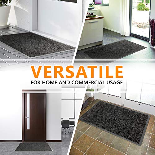 GadHome Felpudo de Entrada, Antracita Negra 90x150 cm|Alfombra Exterior para Puerta, Impermeable, Lavable para Atrapar Suciedad para Recibidor|Alfombrilla Antideslizante, Pasillo, Cocina, Dormitorio