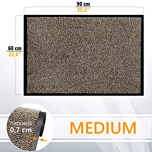 GadHome Felpudo de Entrada, Gris Beige 60x90 cm | Alfombra Exterior para Puerta, Impermeable, Lavable para Atrapar Suciedad para Recibidor|Alfombrilla Antideslizante, Pasillo, Cocina, Dormitorio