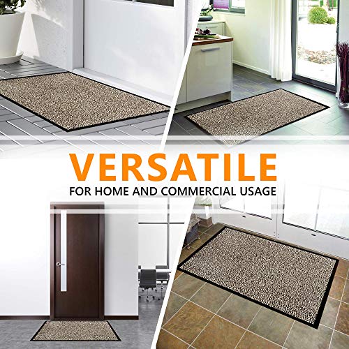 GadHome Felpudo de Entrada, Gris Beige 60x90 cm | Alfombra Exterior para Puerta, Impermeable, Lavable para Atrapar Suciedad para Recibidor|Alfombrilla Antideslizante, Pasillo, Cocina, Dormitorio