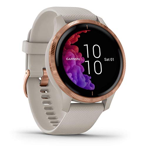 Garmin Venu Reloj Inteligente(GPS, Ecran AMOLED, Garmin PayTM, Musica ), Rosa Dorado, 43 mm