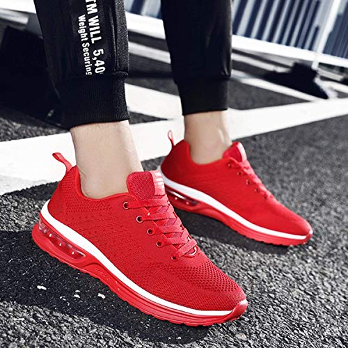 GAXmi Zapatillas Deportivas Mujer Zapatos de Malla Transpirables y Ligeros con Cordones y Cojín de Aire para Running Fitness Rojo 37.5 EU (Etiqueta 39)