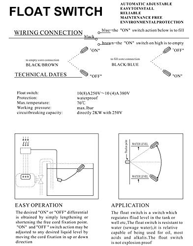 Gebildet 2M Controlador de Nivel de Agua de Cable de Interruptor de Flotador Rectangular