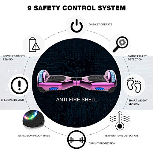 GeekMe Hoverboard Scooter eléctrico de 6.5" Dual Motors 2 Ruedas de Equilibrio automático Scooter Board con Luces LED Bluetooth Modelo