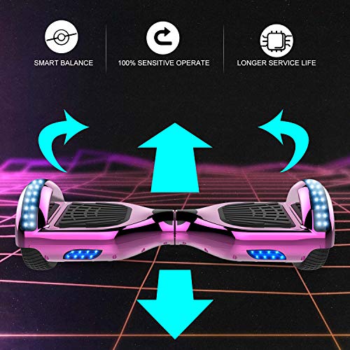 GeekMe Hoverboard Scooter eléctrico de 6.5" Dual Motors 2 Ruedas de Equilibrio automático Scooter Board con Luces LED Bluetooth Modelo