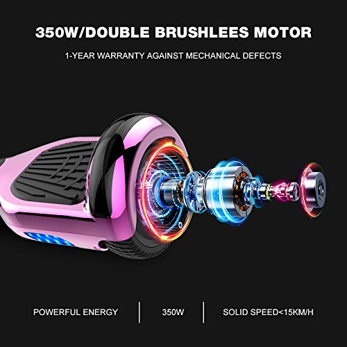 GeekMe Hoverboard Scooter eléctrico de 6.5" Dual Motors 2 Ruedas de Equilibrio automático Scooter Board con Luces LED Bluetooth Modelo