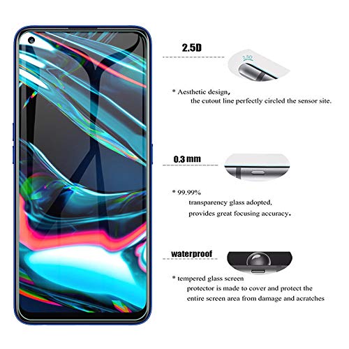 GEEMEE für OPPO Realme 7 Pro Protector de Pantalla + Protector de Lente de cámara,【2 Pack+ 2 Pack 】 Cristal Templado Película Vidrio Templado 9H Alta Definicion Glass Screen Protector