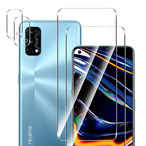 GEEMEE für OPPO Realme 7 Pro Protector de Pantalla + Protector de Lente de cámara,【2 Pack+ 2 Pack 】 Cristal Templado Película Vidrio Templado 9H Alta Definicion Glass Screen Protector