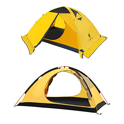 GEERTOP Tienda de campaña para 2 Personas, 4 Estaciones, Impermeable, Doble Capa, para Caza, Senderismo, Escalada, Viajes, fácil configuración (Yellow)