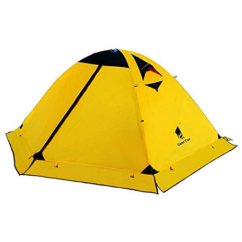 GEERTOP Tienda de campaña para 2 Personas, 4 Estaciones, Impermeable, Doble Capa, para Caza, Senderismo, Escalada, Viajes, fácil configuración (Yellow)