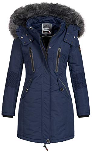 Geographical Norway - Chaqueta Coracle/Coraly de invierno para mujer con capucha de pelo, XL Navy II. M