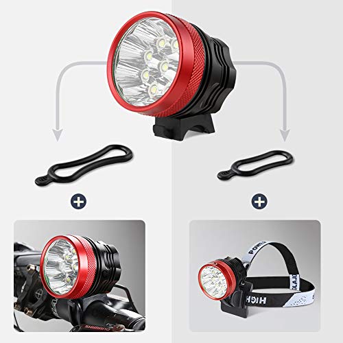 GHB Foco Bicicleta Luces para Bicicleta Impermeable IPX-5 9LED T6 15000LM con Batería y Cargador