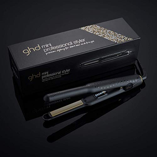 ghd mini - Plancha de pelo profesional con placas finas de 12,7 mm para cabello corto y flequillo, Negra