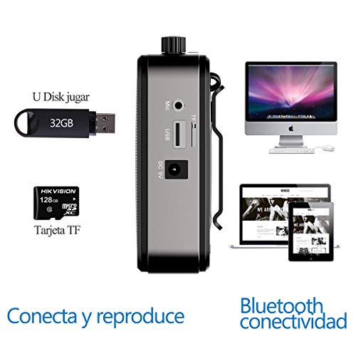 Giecy Amplificador de voz portátil con micrófono,30W batería recargable 2800mah, sistema de megafonía, amplificador voz ligero para profesores, guías turísticos, entrenadores deportivos, presentadore