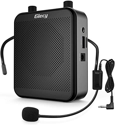 Giecy Amplificador de voz portátil con micrófono,30W batería recargable 2800mah, sistema de megafonía, amplificador voz ligero para profesores, guías turísticos, entrenadores deportivos, presentadore