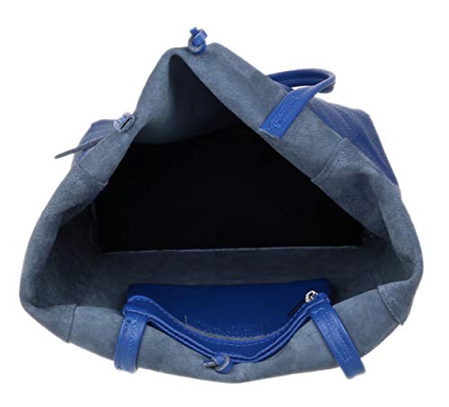 Girly Handbags Tapa Abierta bolso de cuero genuino (Azul Real)