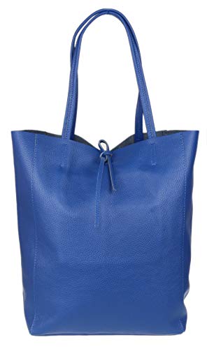 Girly Handbags Tapa Abierta bolso de cuero genuino (Azul Real)