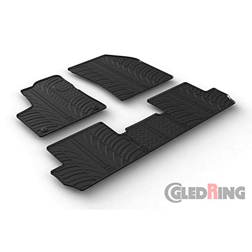 Gledring 0163 Alfombrillas de Goma Compatible con Peugeot 3008 9/2016- (Perfil T 5-Partes + Clips de Montaje), Negro