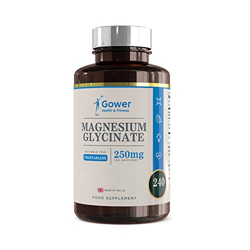 Glicinato de Magnesio 250mg - 240 Cápsulas Vegetarianas (2 MESES DE SUMINISTRO) - Alta Biodisponibilidad de Magnesio - Fabricado en UK en instalaciones con licencia ISO - Reembolso Garantizado