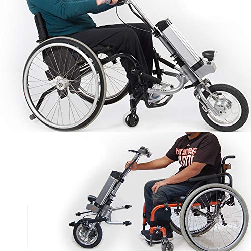 GMtes Silla de Ruedas eléctrica Adjunto handcycle Silla de Ruedas, Terapia de rehabilitación eléctrica Kit de conversión de Silla de Ruedas para Mayores Discapacidad,11.6Ah