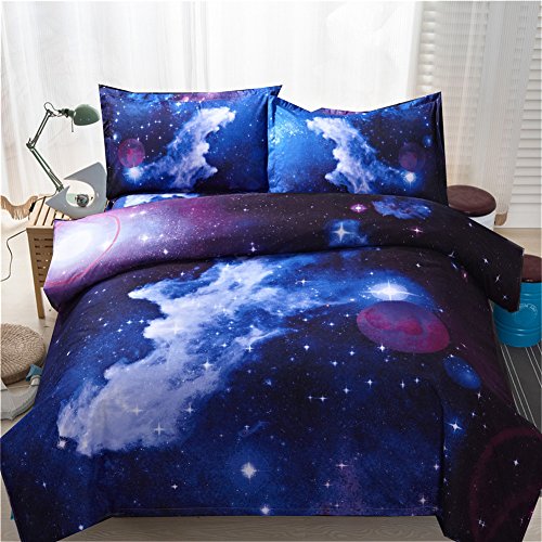 GODGETS Funda de Impresión Algodón Colcha Nórdica de Edredón de Estrella de Cielo en 3D, Funda de Misterioso Cielo Ropa de Cama,Galaxia 6,[150 * 210] CM 4 Pics