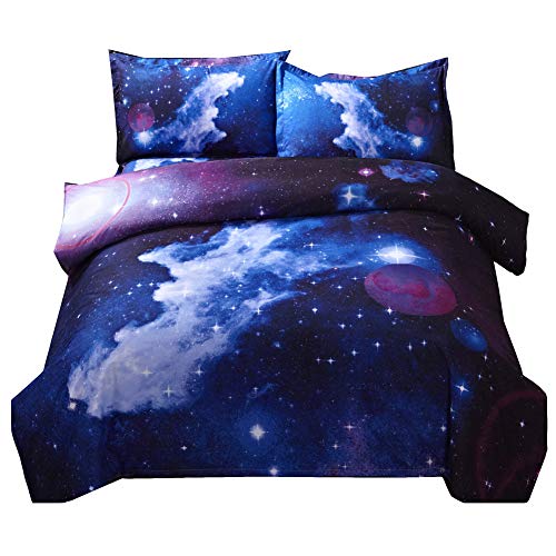 GODGETS Funda de Impresión Algodón Colcha Nórdica de Edredón de Estrella de Cielo en 3D, Funda de Misterioso Cielo Ropa de Cama,Galaxia 6,[150 * 210] CM 4 Pics