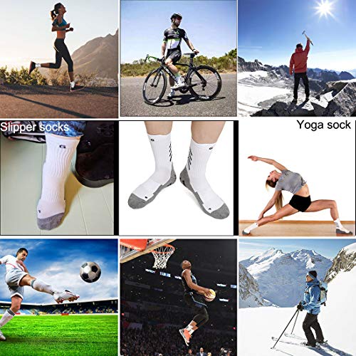 Gogogoal Calcetines deportivos antideslizantes para hombre y mujer, transpirable desodorante Calcetines para fútbol baloncesto running ciclismo trekking yoga, Negro/Blanco (Blanco-3par)