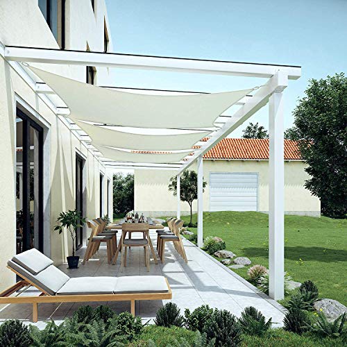 GOUDU Toldo Vela Rectangular 3x6m Toldo Vela IKEA Impermeable Kit de Fijación para Exteriores Patio, el jardín, protección UV, Blanco