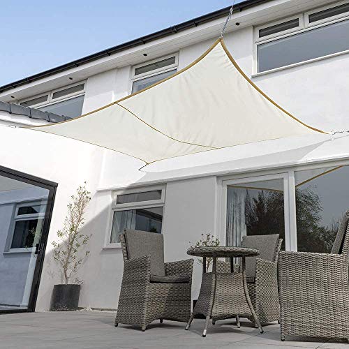 GOUDU Toldo Vela Rectangular 3x6m Toldo Vela IKEA Impermeable Kit de Fijación para Exteriores Patio, el jardín, protección UV, Blanco