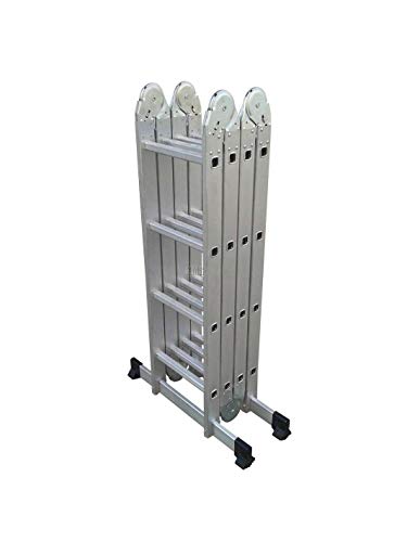 Grandmaster - Escalera De Aluminio Plegable 575cm, Escalera Multifuncional 6 En 1, Plataforma Incluida, Carga Máxima 150kg, Diseño Antideslizante, Tamaño Plegado 149x35x28cm